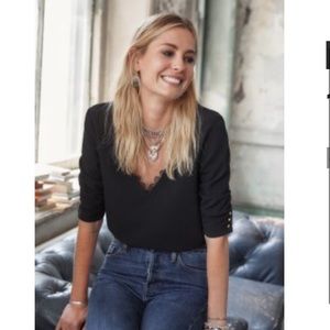 Sezane black 3/4 sleeve shirt (Size 38)